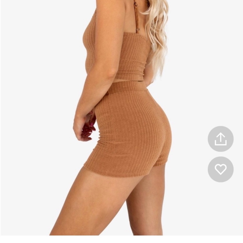 Kittenish Brown Ribbed Pajama Set